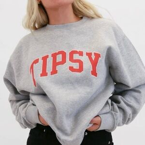 NWT lulusimonstudio Tipsy Oversized Fleece Sweatshirt Size XS/S Gray Cozy Comfy